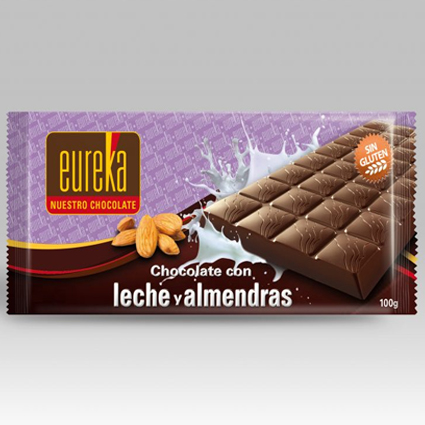 CHOCOLATE EUREKA LECHE C/ALMENDRAS S/GLUTEN 100GR