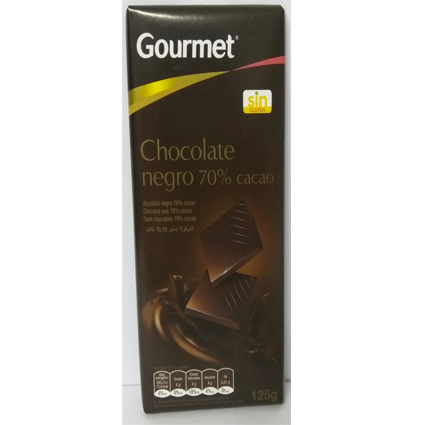 CHOCOLATE GOURMET NEGRO 70% CACAO 125GR