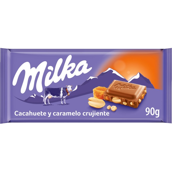 CHOCOLATE MILKA CACAHUETE Y CARAMELO CRUJIENTE 90GRS