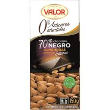 CHOCOLATE VALOR 70% NEGRO C/ALMENDRAS S/AZUCAR 150GR