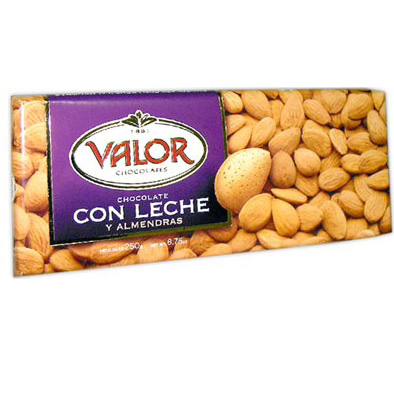 CHOCOLATE VALOR C/LECHE Y ALMENDRAS 250GR
