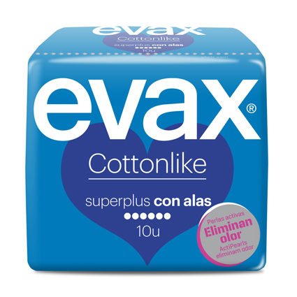 COMPRESA EVAX COTTONLIKE SUPERPLUS CON ALAS 10UDS