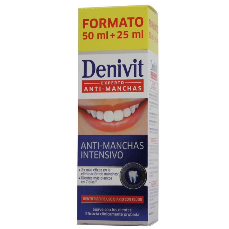 DENTIFRICO DENIVIT ANTI-MANCHAS 50ML + 25 ML REGALO