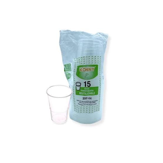VASO PLASTICO REUTILIZABLE 350CC 15U KONNY